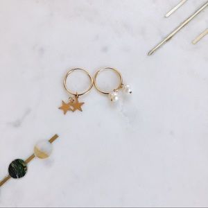 14k gold filled infinity hoops + charms bundle